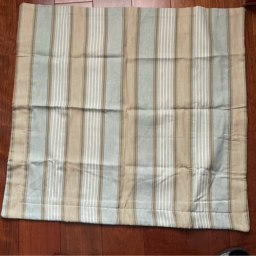 Rose Tree Madeline Euro Sham Blue Cream Floral Stripe Reversible Set of 2 - Picture 2 of 5